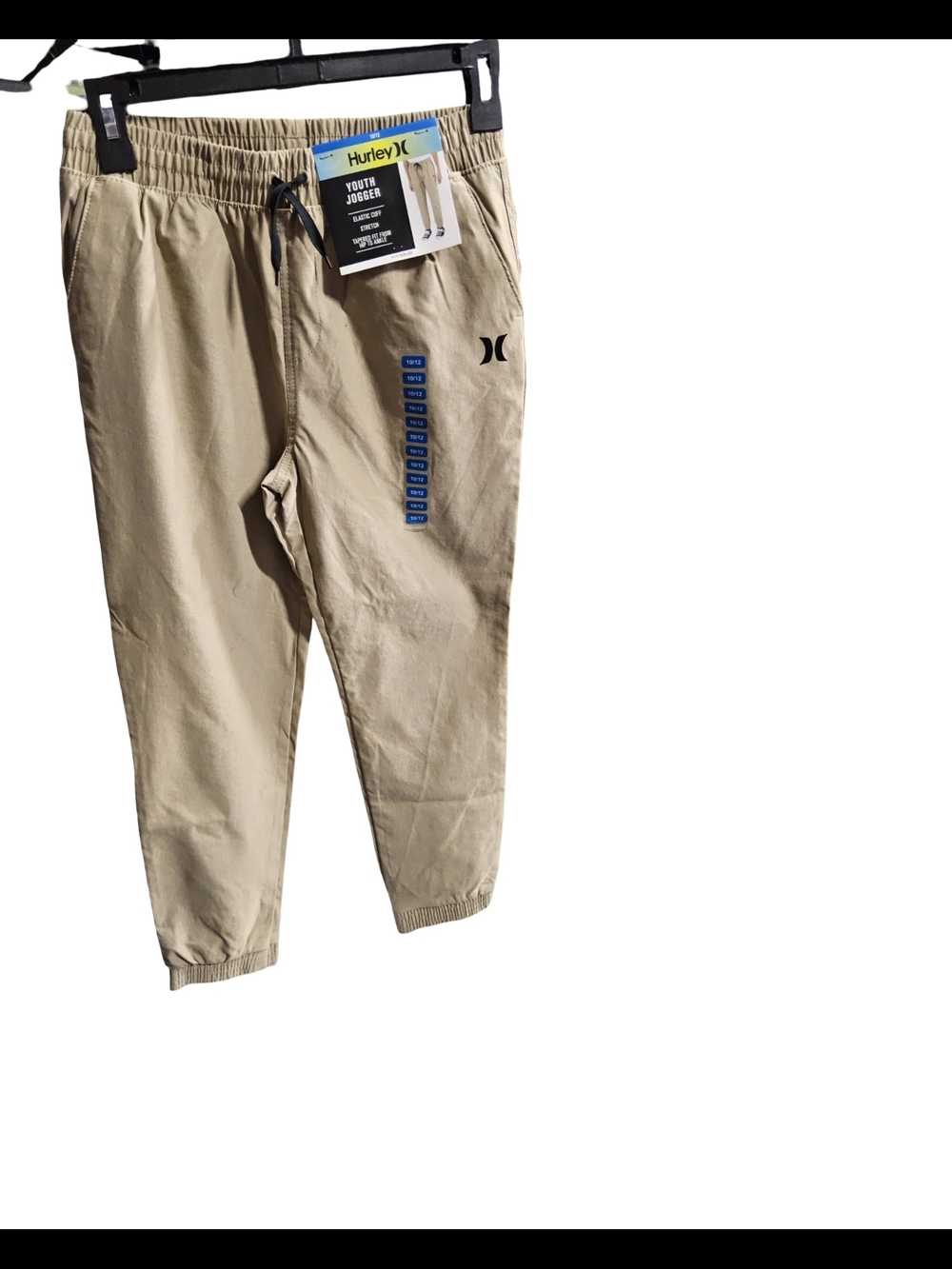 NWT Size 10/12 boys Hurley Tan Elastic Waist Jogger Pants